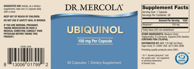 ubiquinol 150 mg dr. mercola label