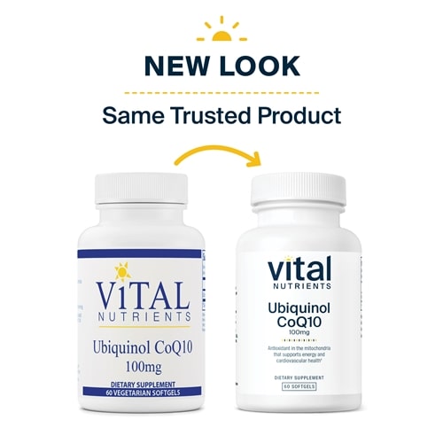 Ubiquinol CoQ10 100 mg Vital Nutrients new look