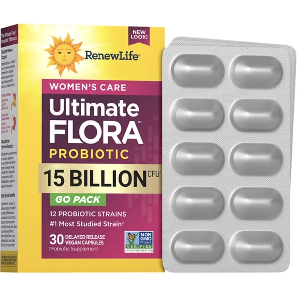 ultimate flora women's care probiotic 15 billion go pack (renew life)