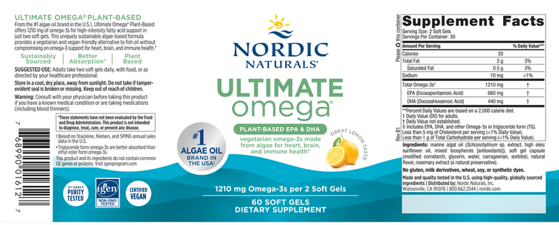 ultimate omega plant based nordic naturals label