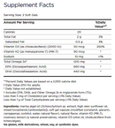 ultimate omega with d3 + k2 (nordic naturals) supplement facts