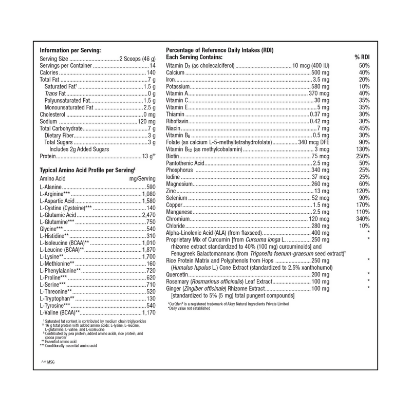 ultrainflamx plus 360 chocolate orange (metagenics) supplement facts