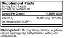 ultra k2 menaquinone-4 sfi health supplement facts