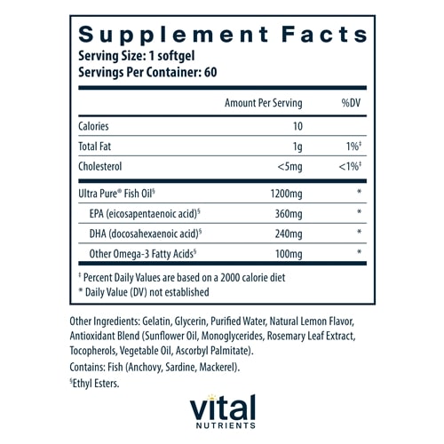 Ultra Pure Fish Oil 700 60ct Vital Nutrients supplements