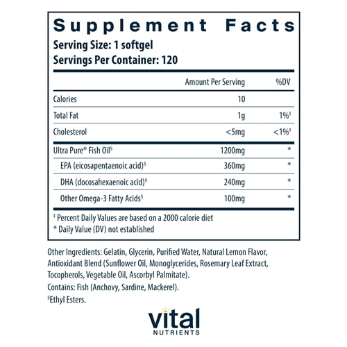 Ultra Pure Fish Oil 700 120ct Vital Nutrients supplements