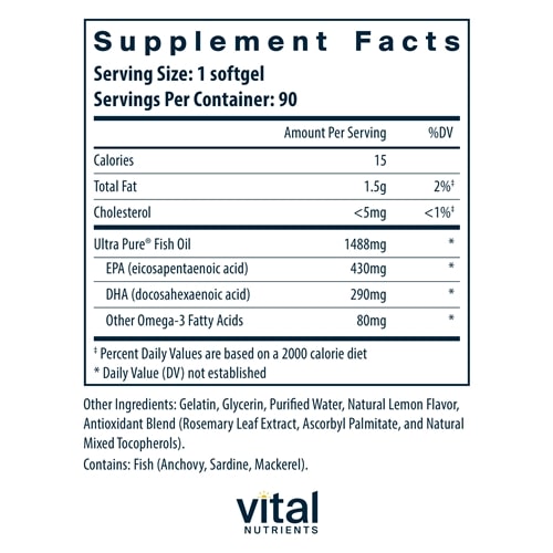 Ultra Pure Fish Oil 800 TG Vital Nutrients supplements