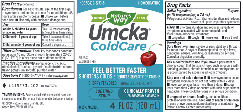 Umcka ColdCare Cherry Syrup (Nature's Way) 4oz label