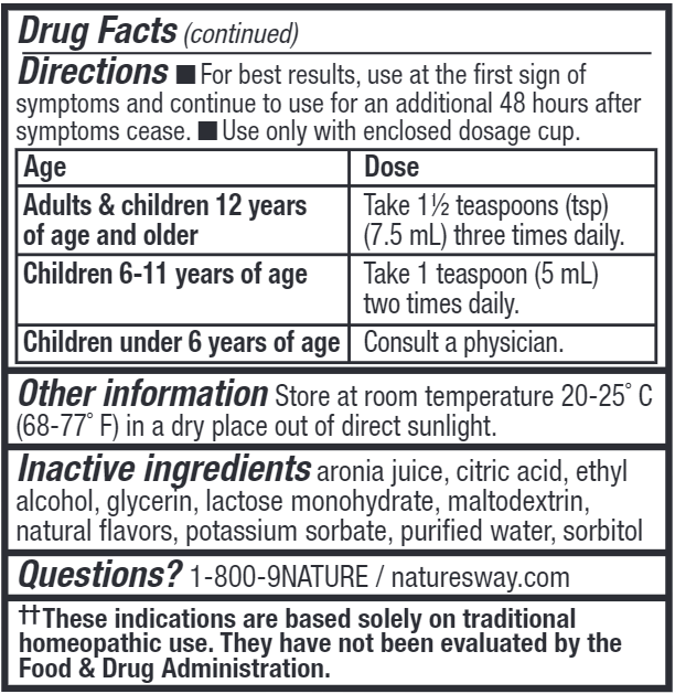 Umcka Cold & Flu Berry Syrup 4 oz (Nature's Way) drug facts