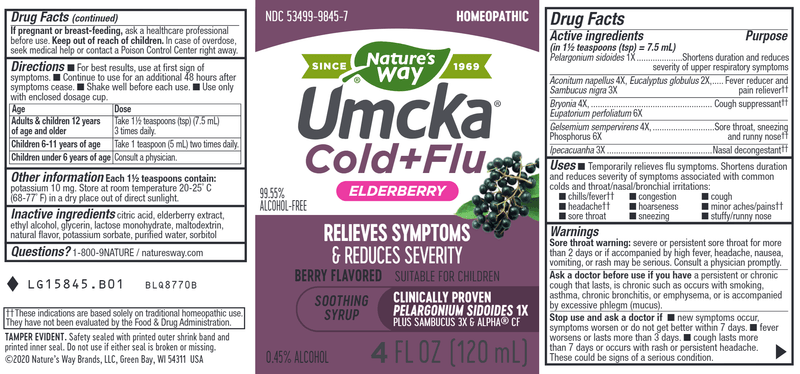 Umcka Cold+Flu Elderberry Syrup 4 oz (Nature's Way) label