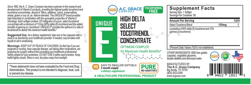 Unique E Tocotrienols (AC Grace) Label