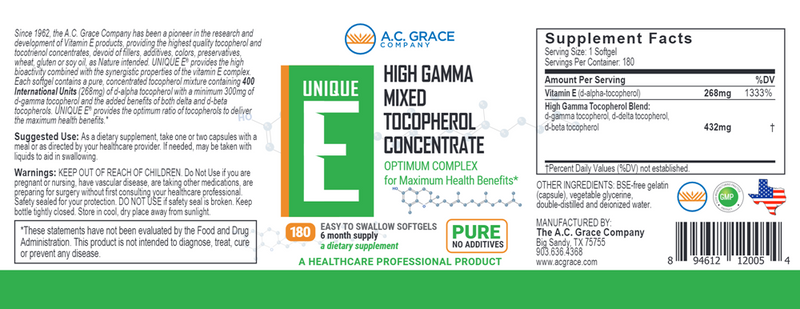unique e tocopherols ac grace label