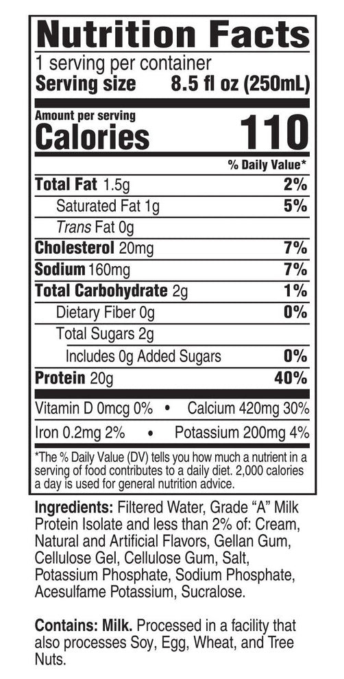 Unjury High Protein Shake - Ready To Drink Vanilla (Bariatric Fusion) nutrition facts