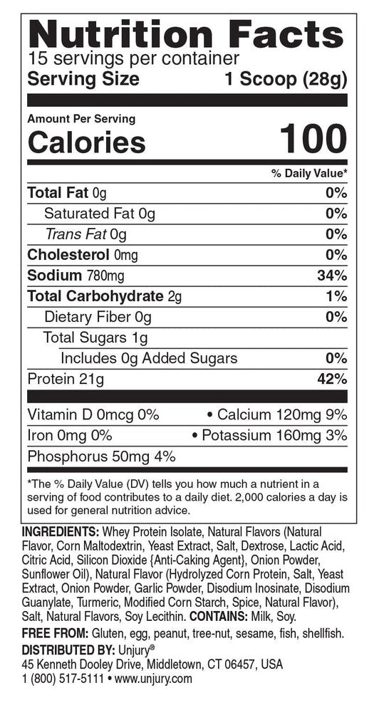 Unjury High Whey Protein Powder - French Onion Soup (Bariatric Fusion) nutrition facts