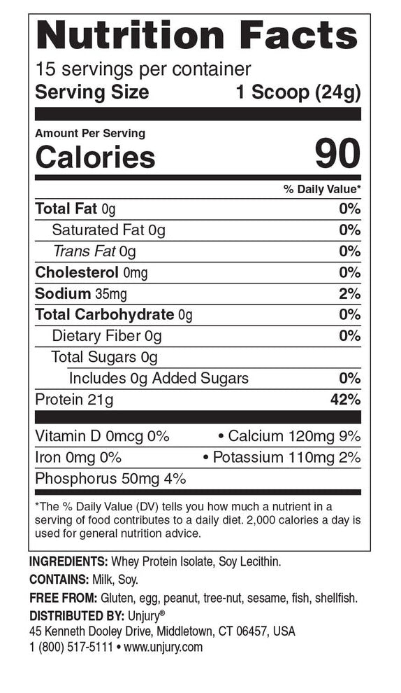 Unjury High Whey Protein Powder - Unflavored (Bariatric Fusion) nutrition facts