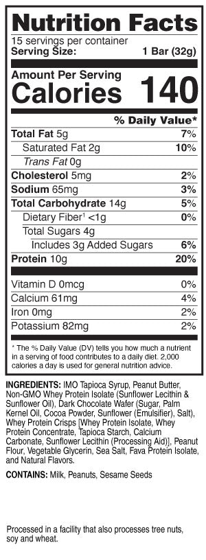 Unjury Protein Bars - Chocolate Peanut Butter (Bariatric Fusion) nutrition facts