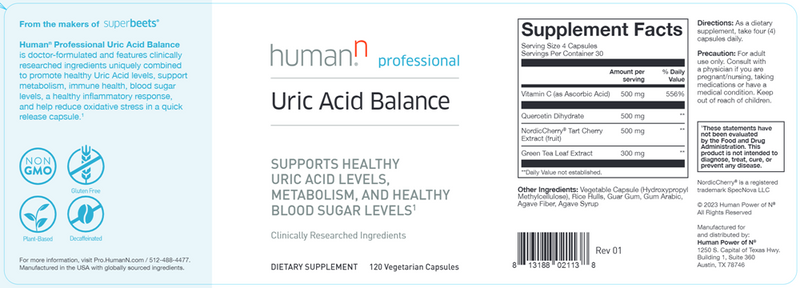 Uric Acid Balance (HumanN) Label