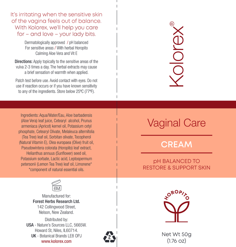 Vaginal Care Cream (Kolorex) Label