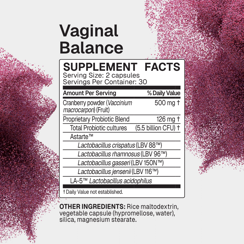 Vaginal Balance Supplement Facts Label
