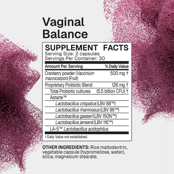 Vaginal Balance Supplement Facts Label