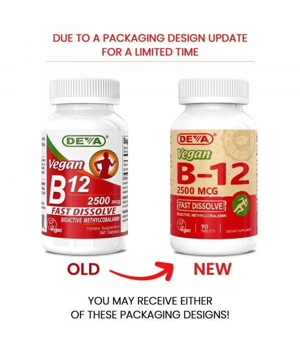 Vegan B12 2500 mcg (Deva Nutrition LLC) New Packaging