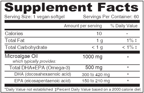 vegan omega 3 dha-epa 500 mg deva nutrition supplement facts