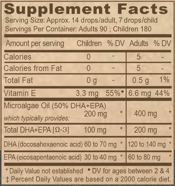 Vegan Liquid DHA-EPA Lemon (Deva Nutrition LLC) Supplement Facts