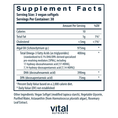 Vegan Omega SPM+ Vital Nutrients supplements