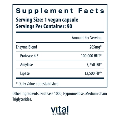 Vegan Pancreatic Enzymes Vital Nutrients supplements