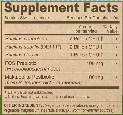 Vegan Probiotic with Prebiotics and Postbiotics (Deva Nutrition LLC) Supplement Facts