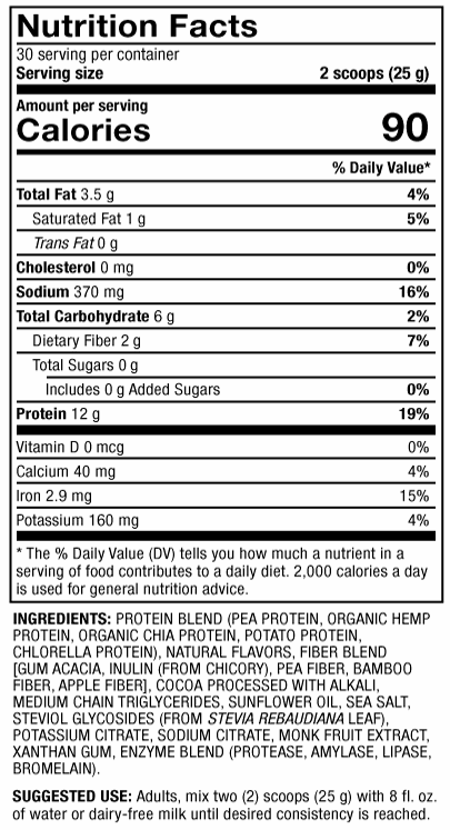 Vegan Protein (Dr. Mercola) nutrition facts