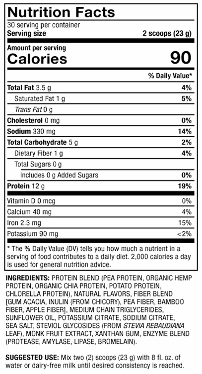 Vegan Protein (Dr. Mercola) nutrition facts