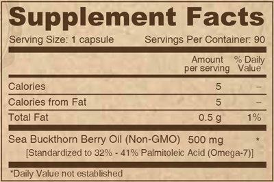 Vegan Sea Buckthorn Oil (Deva Nutrition LLC) Supplement Facts