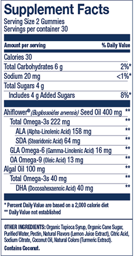 plant powered | vegan omega 3 adult lemonade wiley's finest supplement facts