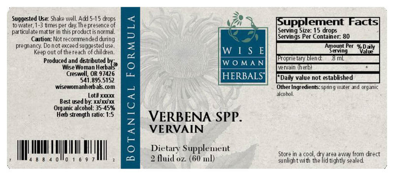 Verbena/Vervain 2 oz (Wise Woman Herbals) Label