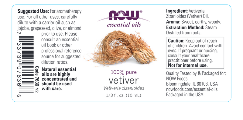 Vetiver Oil (NOW) Label
