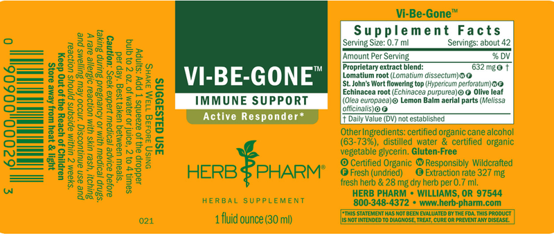 Vi-Be-Gone (Virattack) (Herb Pharm) 1oz label