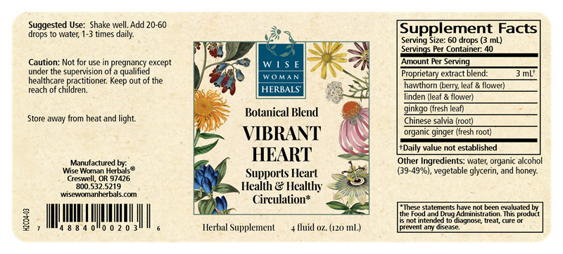 vibrant heart | hawthorn & linden tonic wise woman herbals label