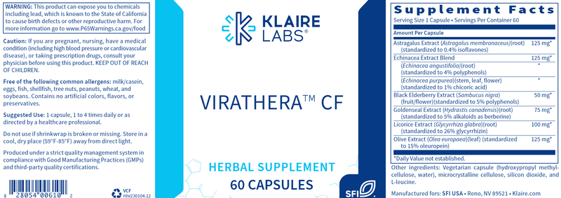 ViraThera CF (Klaire Labs) Label