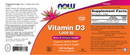 vitamin d-3 (now foods) label