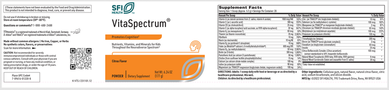 VitaSpectrum Citrus (Klaire Labs) Label