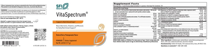 vitaspectrum powder berry-pomegranate sfi health label