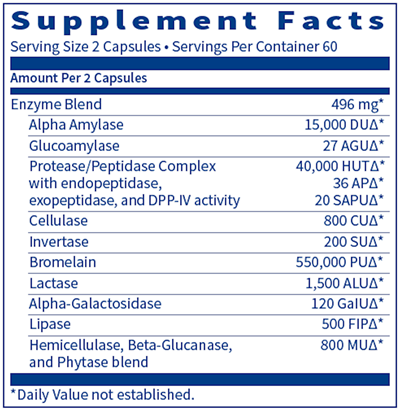 Vital-Zymes Forte (Klaire Labs) Supplement Facts