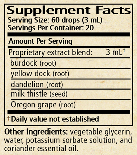 Vital Detox (Formerly Hepaglycerite) Supplement Facts Label