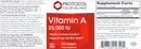 vitamin a 25,000 iu (protocol for life balance) label