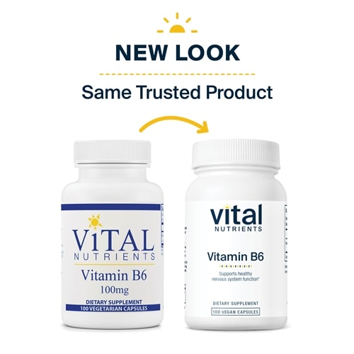 Vitamin B6 100 mg Vital Nutrients new look