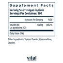 vitamin b6 100 mg vital nutrients supplement facts