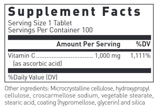 Vitamin C 1000 mg (Douglas Labs) supplement facts