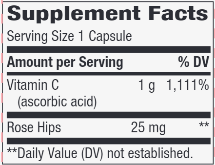 Vitamin C 1,000 with Rose Hips 100 capsules (Nature's Way) supplement facts