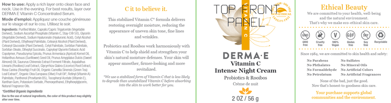 Vitamin C Intense Night Cream (DermaE) label
