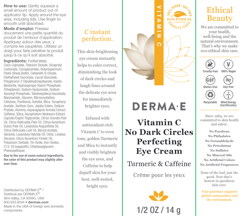 Vitamin C No Dark Circle Eye Cream (DermaE) label